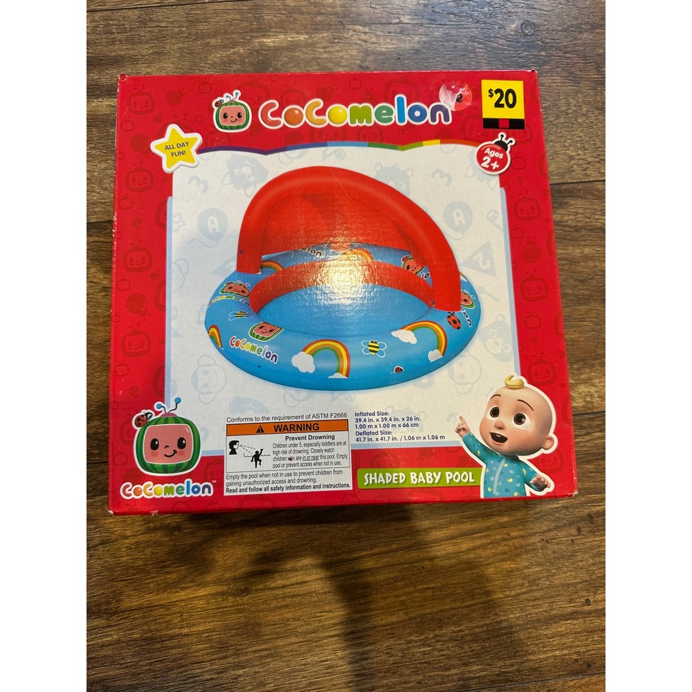 Cocomelon Shaded Baby Pool with Sunshade Ages 2‎ Plus Water Capacity 7 Gallons